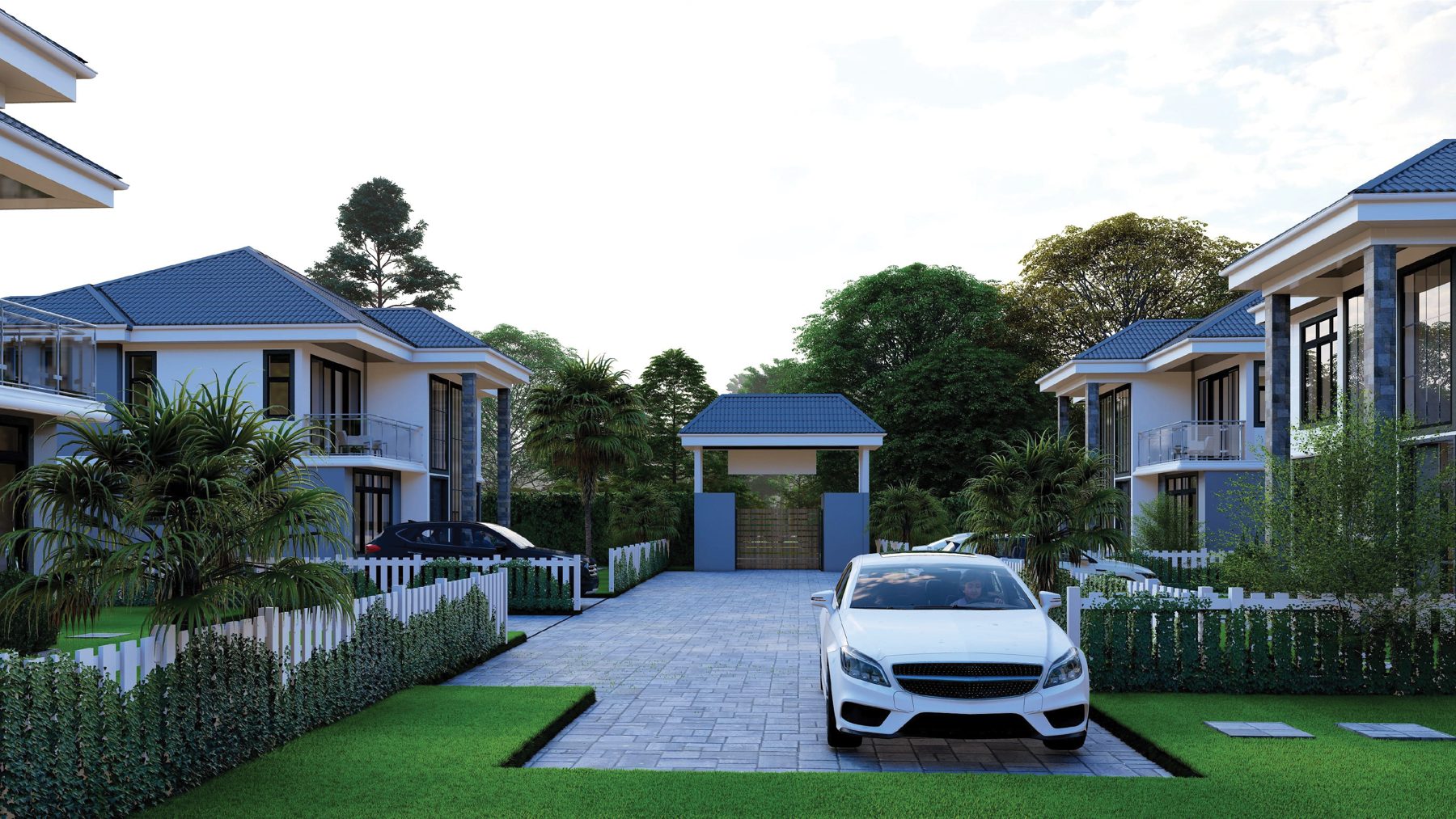 Gated entrance to the Cedar Homes compound at Lusegetti